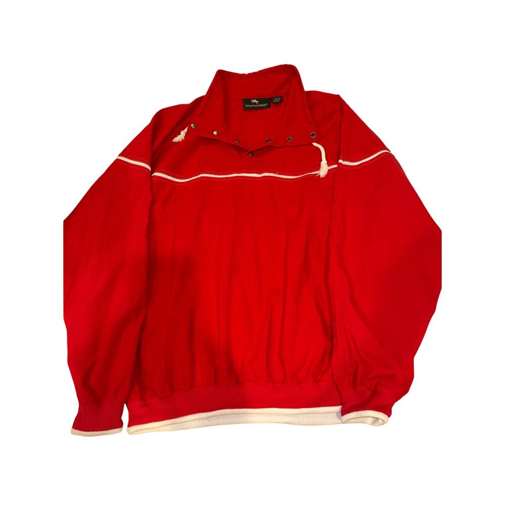Vintage Steeplechase Red Snap Neck Pullover Jacket XL 90s Preppy Ski Style